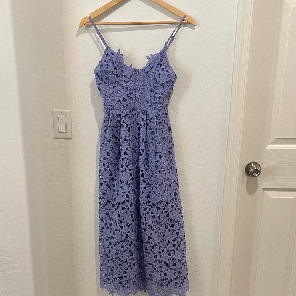 Astr Lavender Lace Midi Dress
